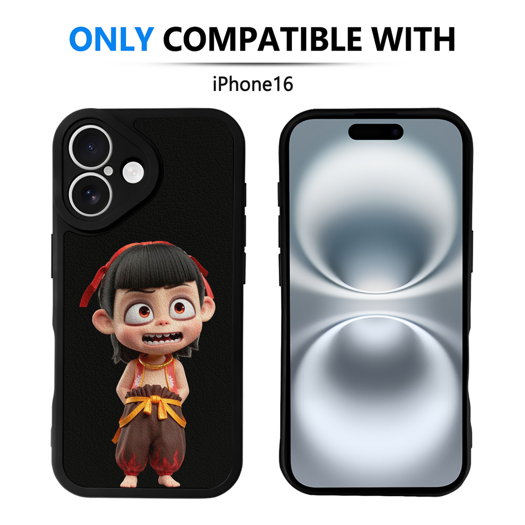 （画像用） Ne Zha 2 ナタ 魔童の大暴れ 【iPhone 16シリーズ対応】シリコンスマホケース（レザー調） 材質：シリコン